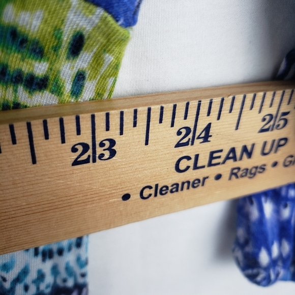 Jones New York Women's Blue & Green 3/4th Sleeve Drawstring Closure Shirt Sz 1X - Picture 8 of 9